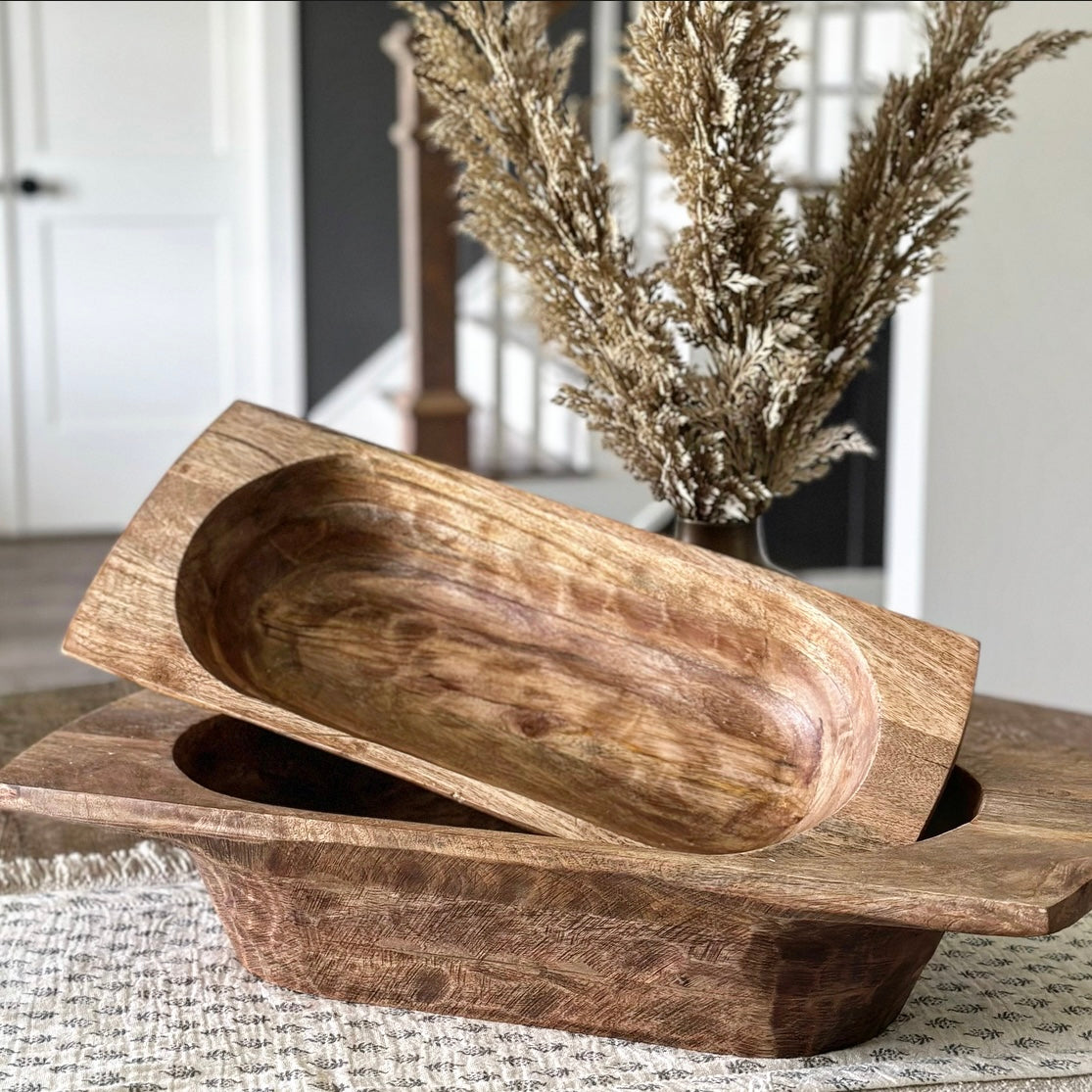 Wood Dough Bowls Rustic Wooden Home Decor Decoration Display