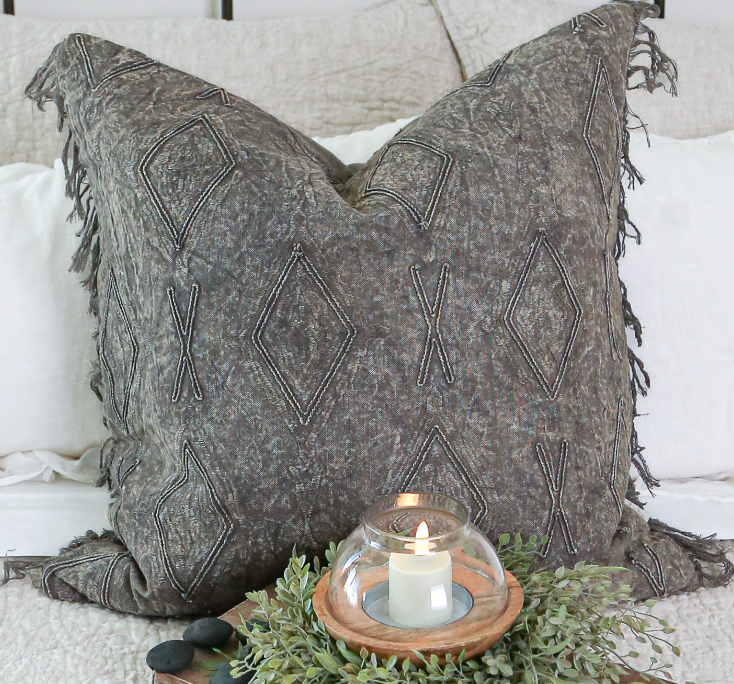 Black Fringe Throw Pillows - Set of 2