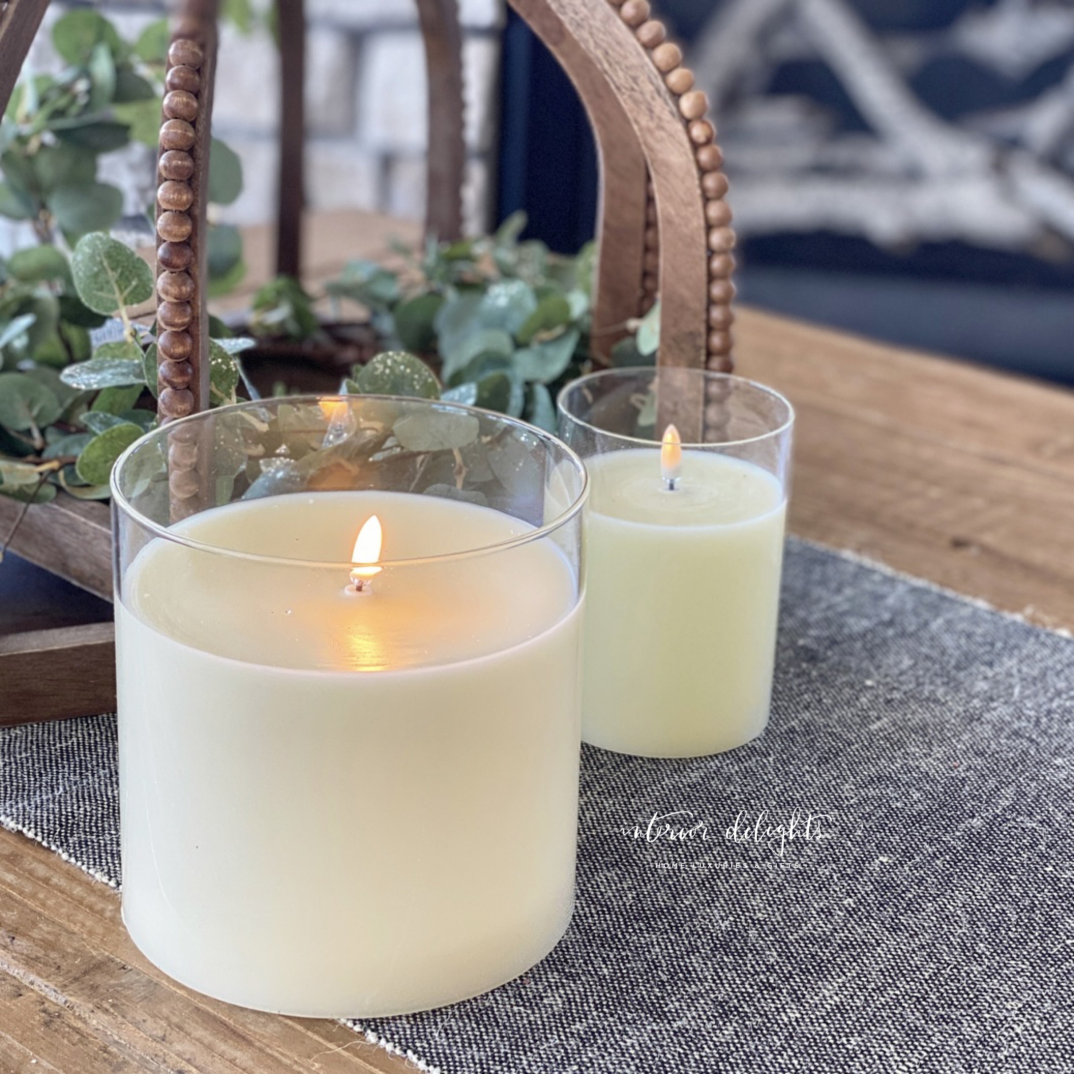 8 x 6 Large Ivory Poured Flameless Candle – Interior Delights