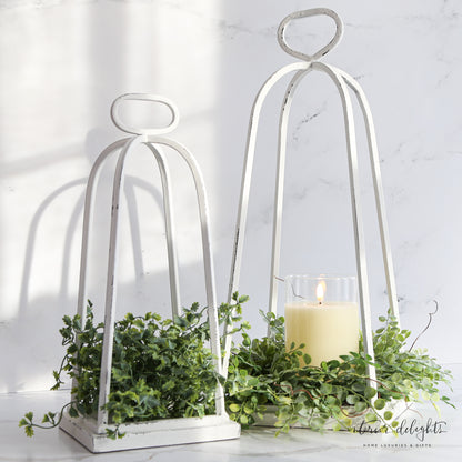 White Distressed Lanterns- Set of 2