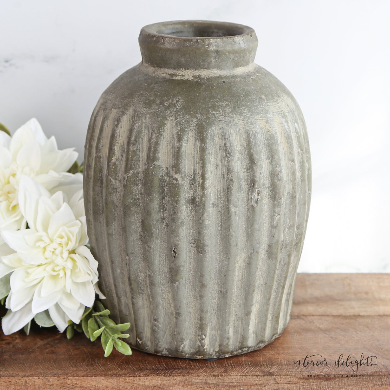 Gray Terracotta Ridge Vase