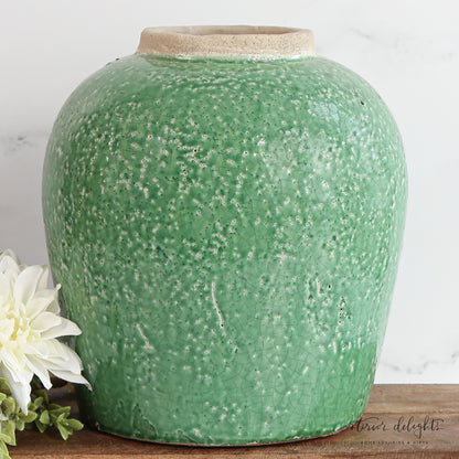 Green Flecked Vases- 2 Sizes