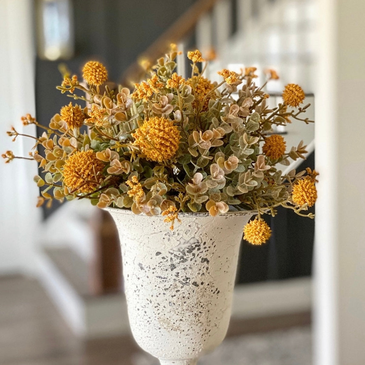 10&quot; Fall Garden Pouf, Mustard