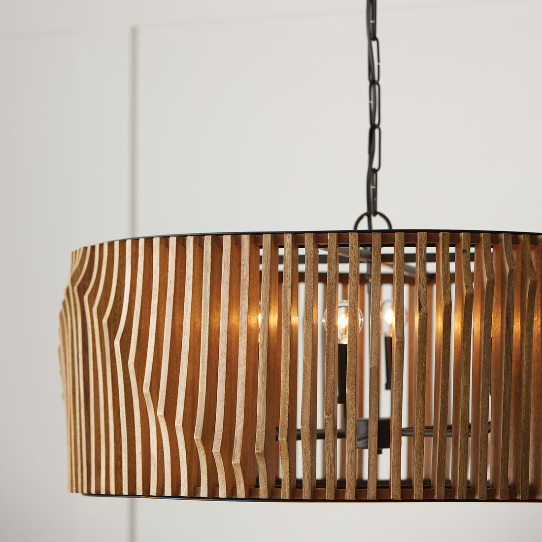 Monica - Wave Pattern Wood 6 Light Chandelier