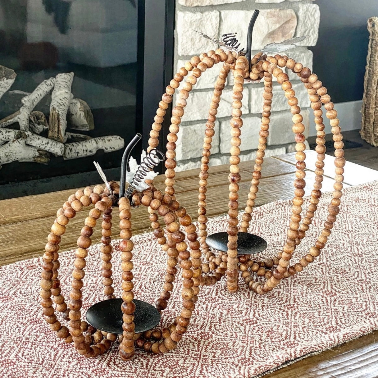 Beaded Pumpkin Lanterns- Set of 2