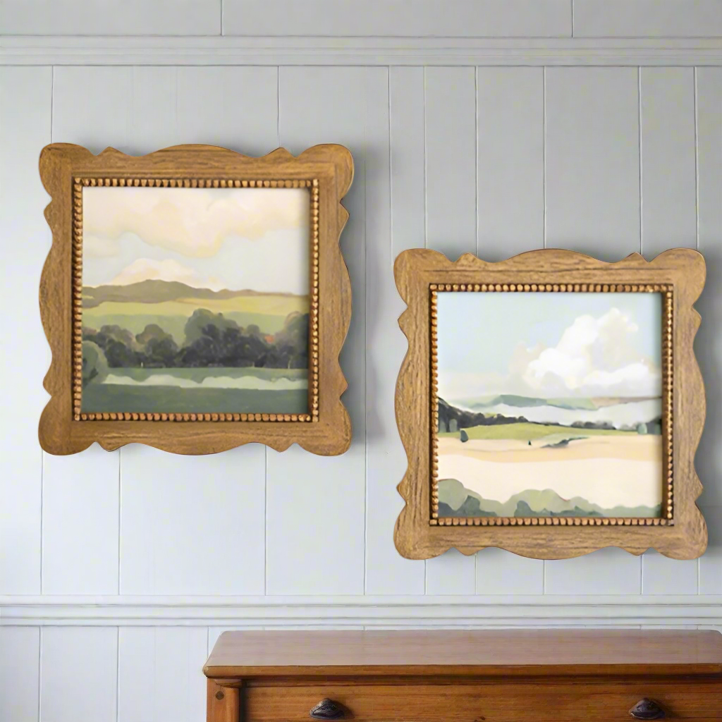 Set of 2 Scallop Framed Landscapes