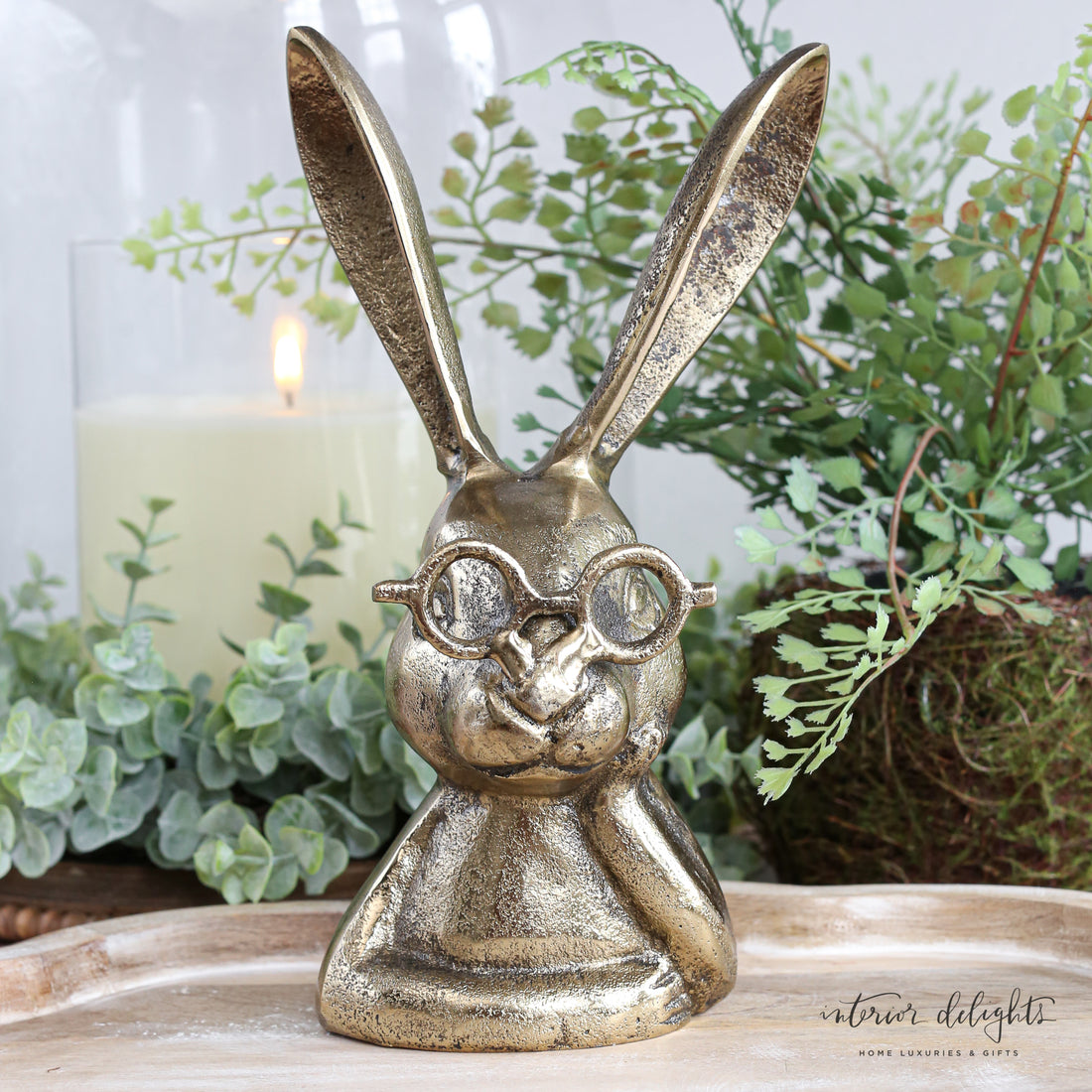 Gold Eyeglass Bunny Figure