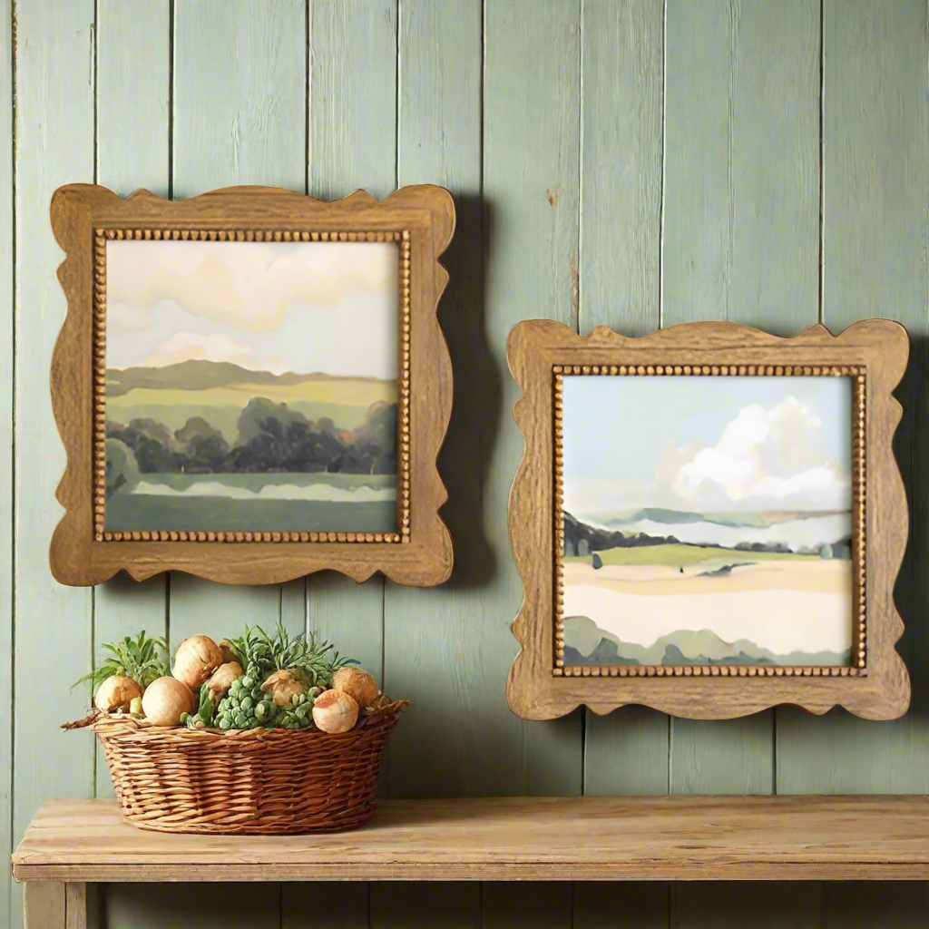 Set of 2 Scallop Framed Landscapes