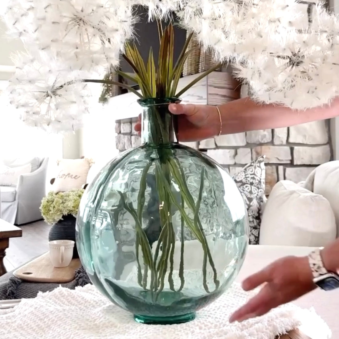 18” Round Bottom Recycled Glass Vase