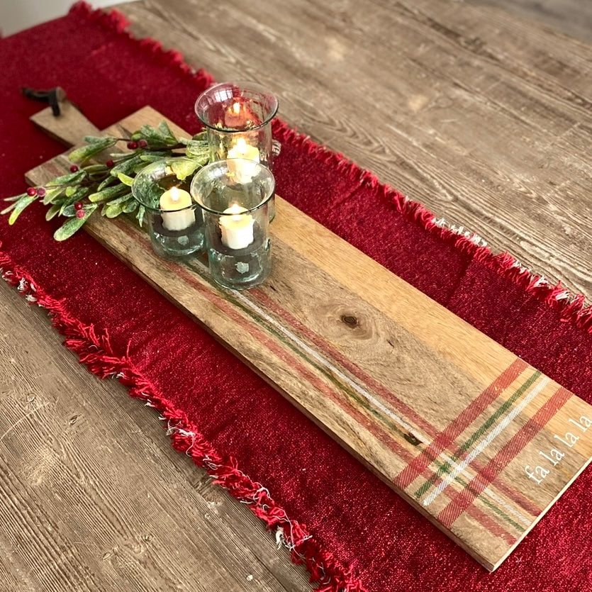 Table Runner- Red Stripe with Tassels