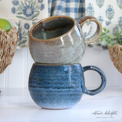 Stoneware Mugs with Reactive Glaze- Set of 2