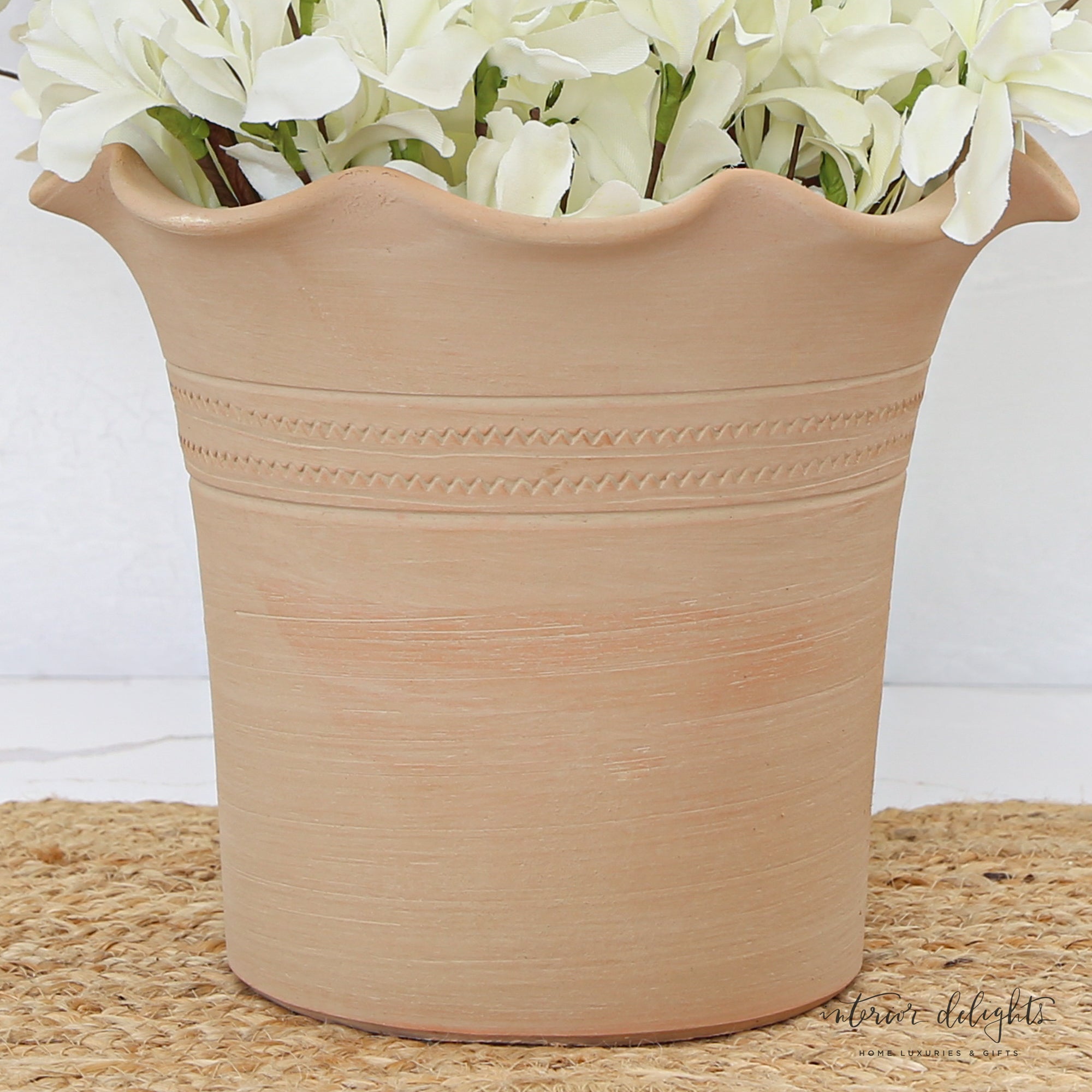 Ruffle Top Terra Cotta Planters- 2 Sizes