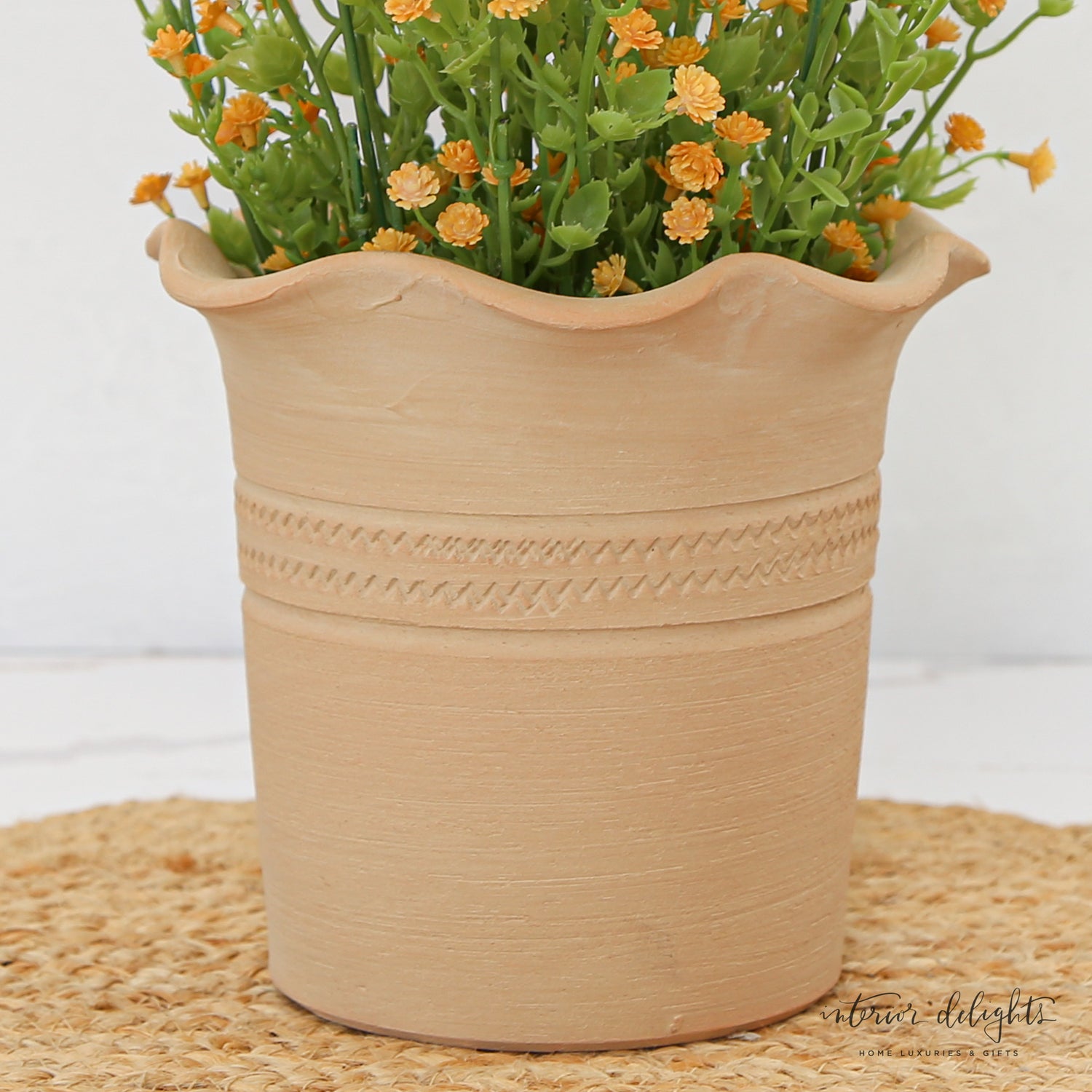 Ruffle Top Terra Cotta Planters- 2 Sizes