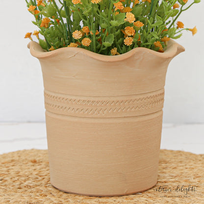 Ruffle Top Terra Cotta Planters- 2 Sizes