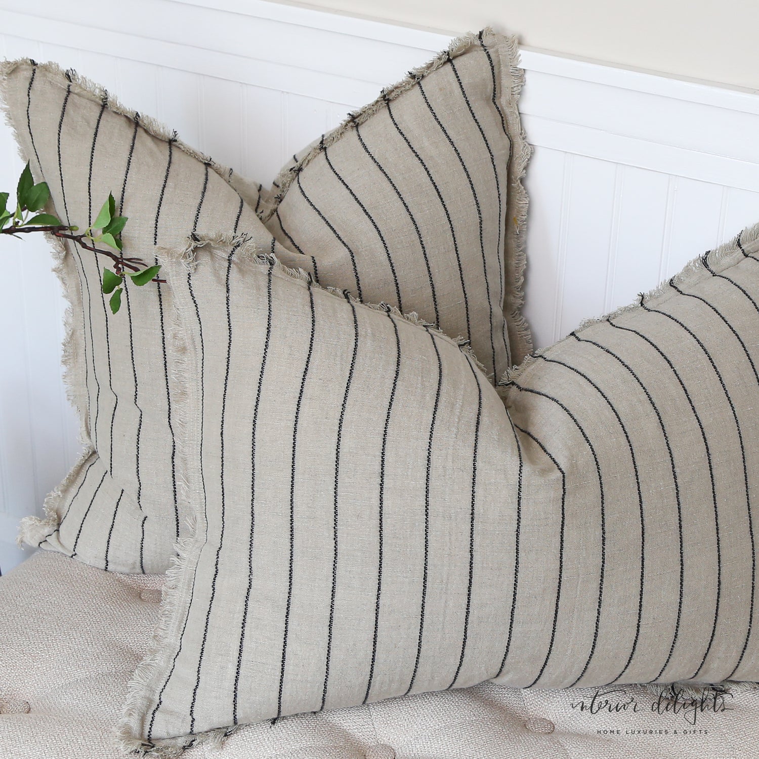 Narrow Stripe Linen Pillow - Lumbar