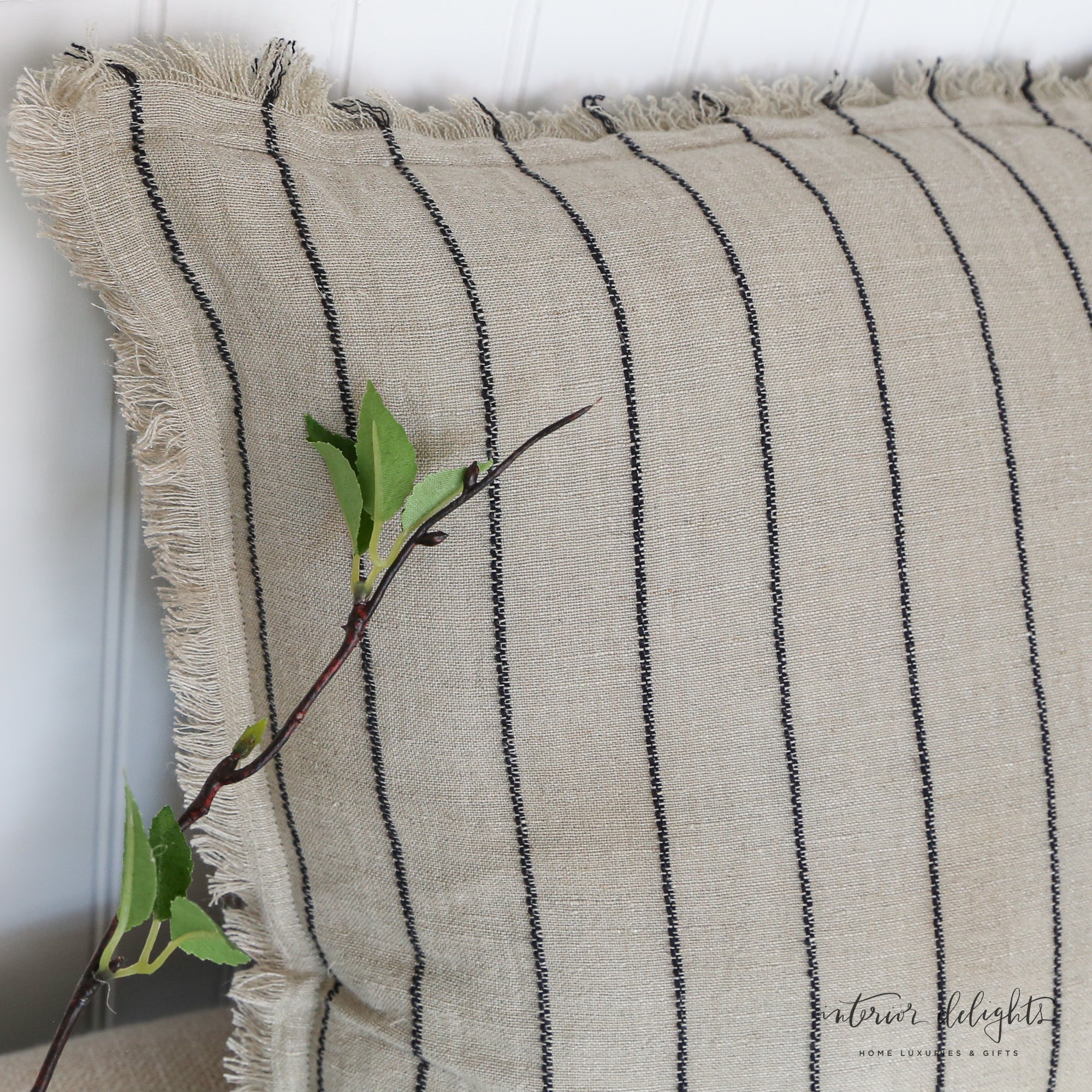 Narrow Stripe Linen Pillow - Lumbar