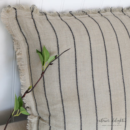 Narrow Stripe Linen Pillow - Lumbar