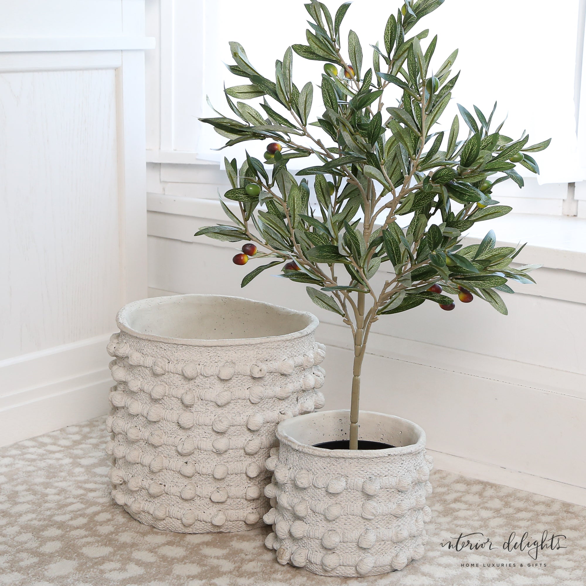 Cream Knot Planters- Set of 2