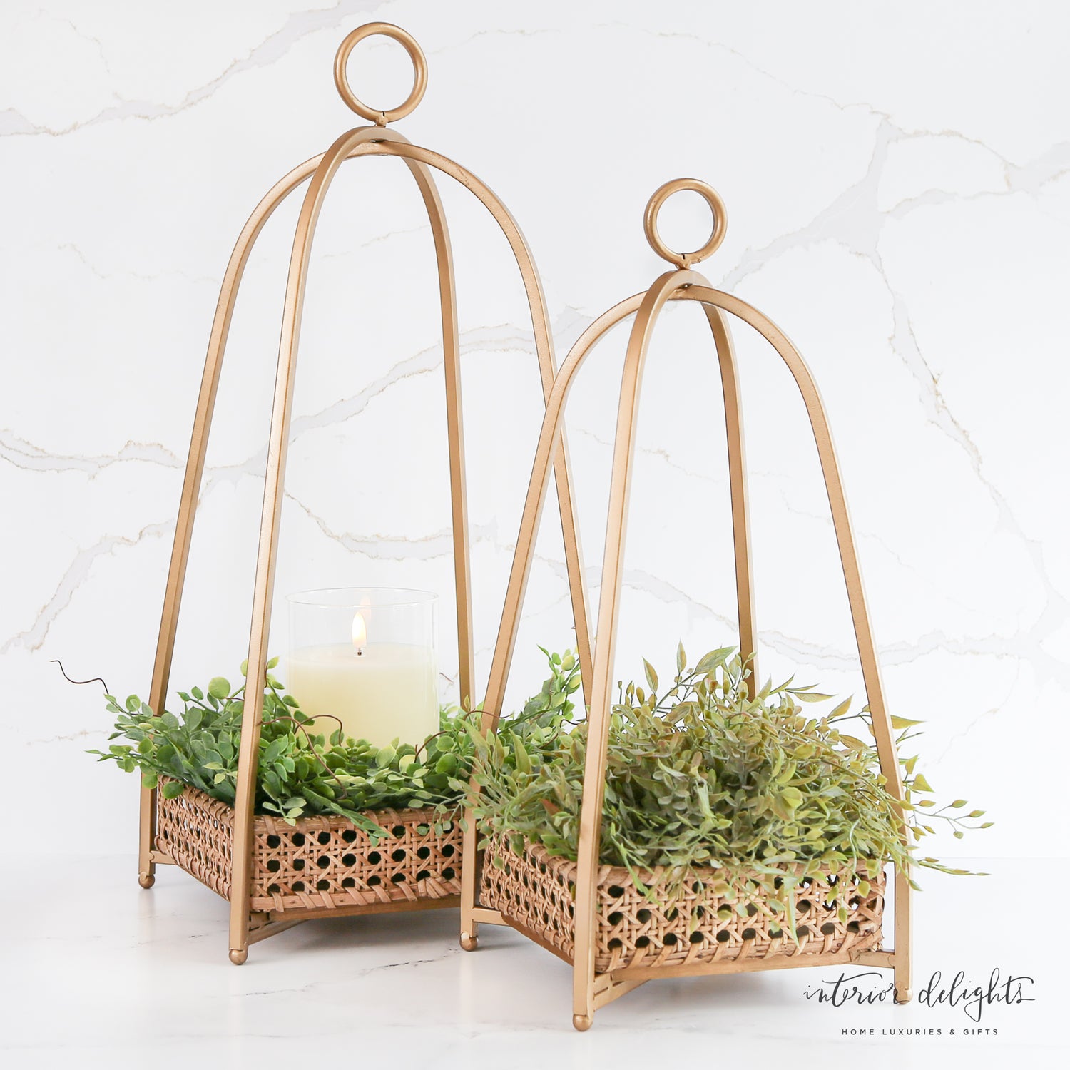 Cane Lanterns:  Two Options-Bundle OR Set of Lanterns without Greenery and Candles