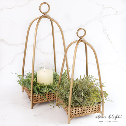 Cane Lanterns:  Two Options-Bundle OR Set of Lanterns without Greenery and Candles