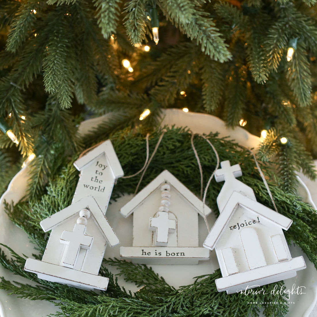 White Church Ornaments- Assorted Styles