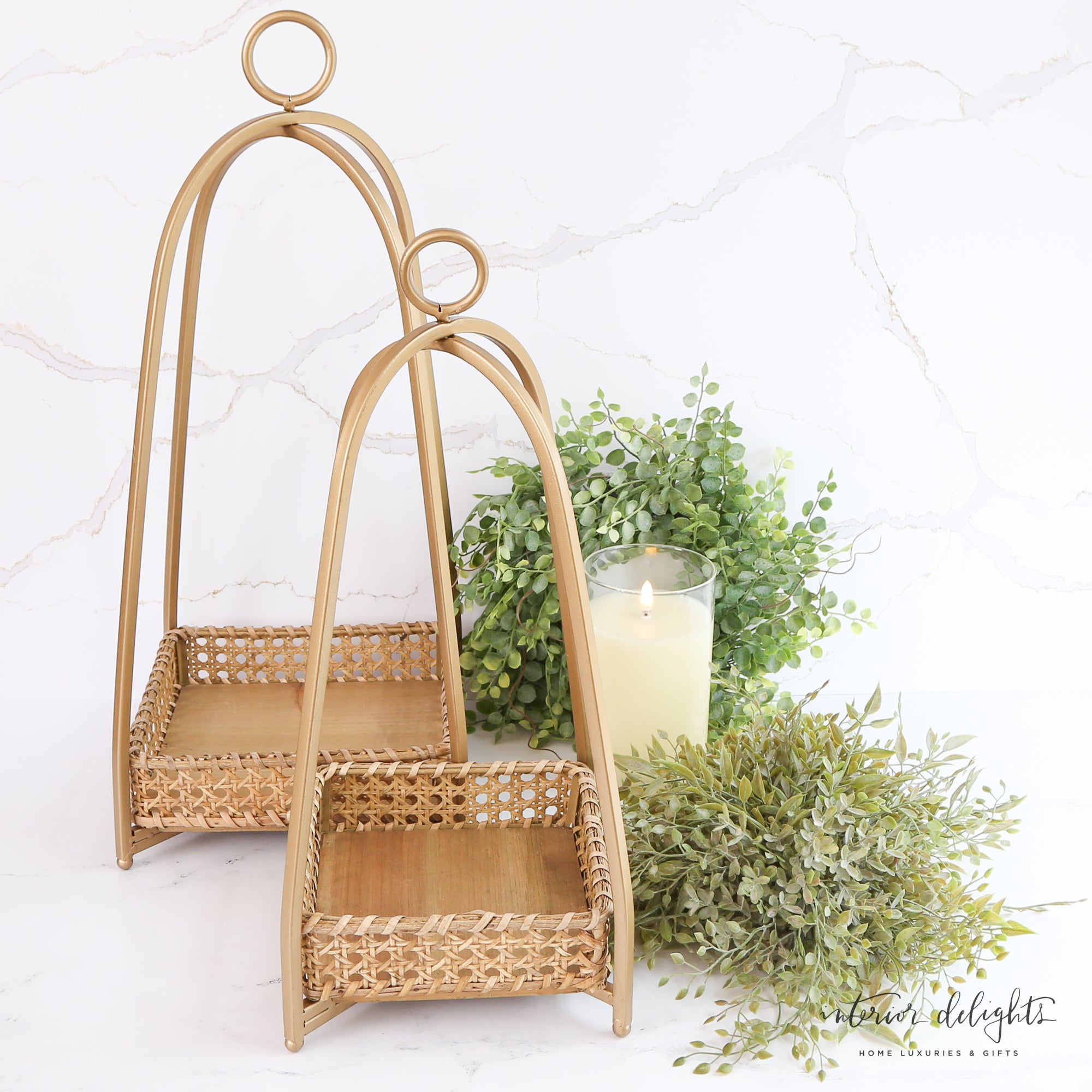 Cane Lanterns:  Two Options-Bundle OR Set of Lanterns without Greenery and Candles