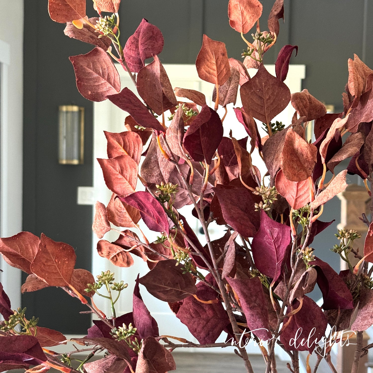 38” Cork Silver Dollar Eucalyptus- Burgundy and Rust