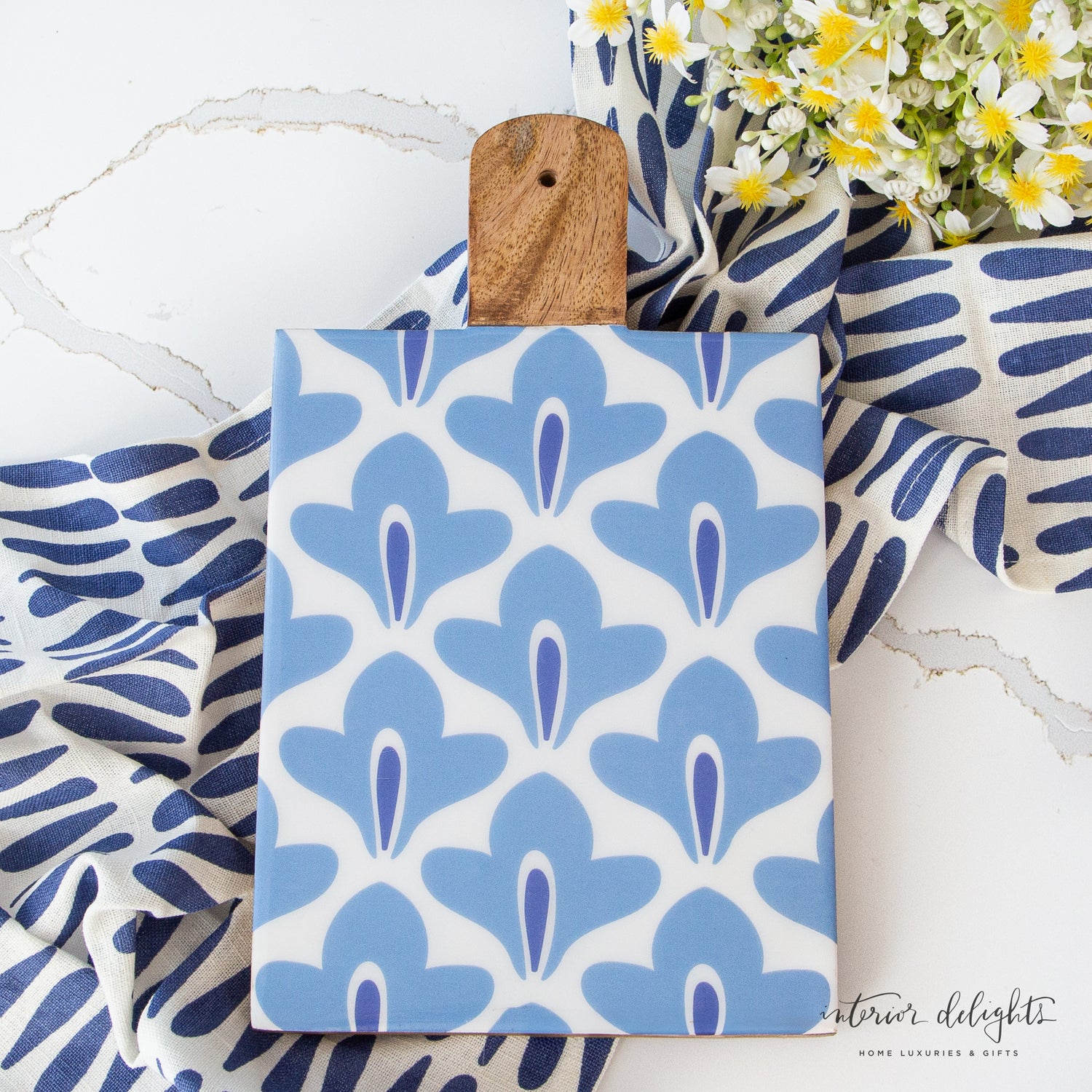 Iris Blue Sprout Wooden Board