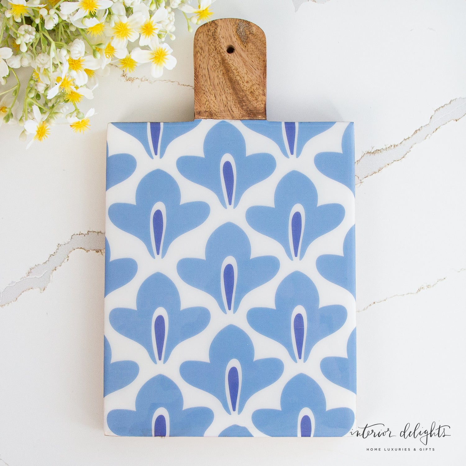 Iris Blue Sprout Wooden Board