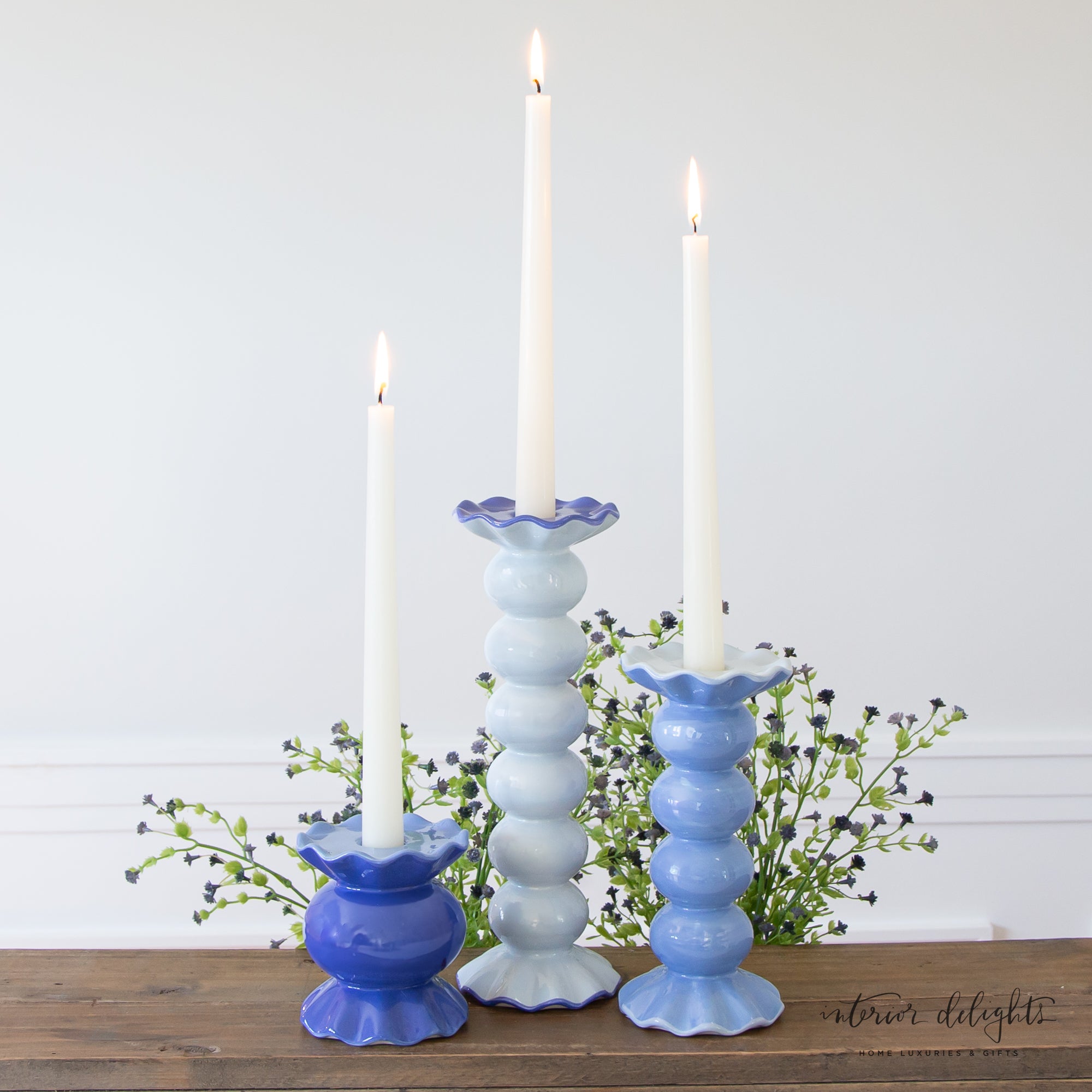 Ruffle Knobbed Candle Holders- 3 Sizes