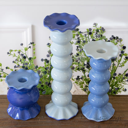 Ruffle Knobbed Candle Holders- 3 Sizes