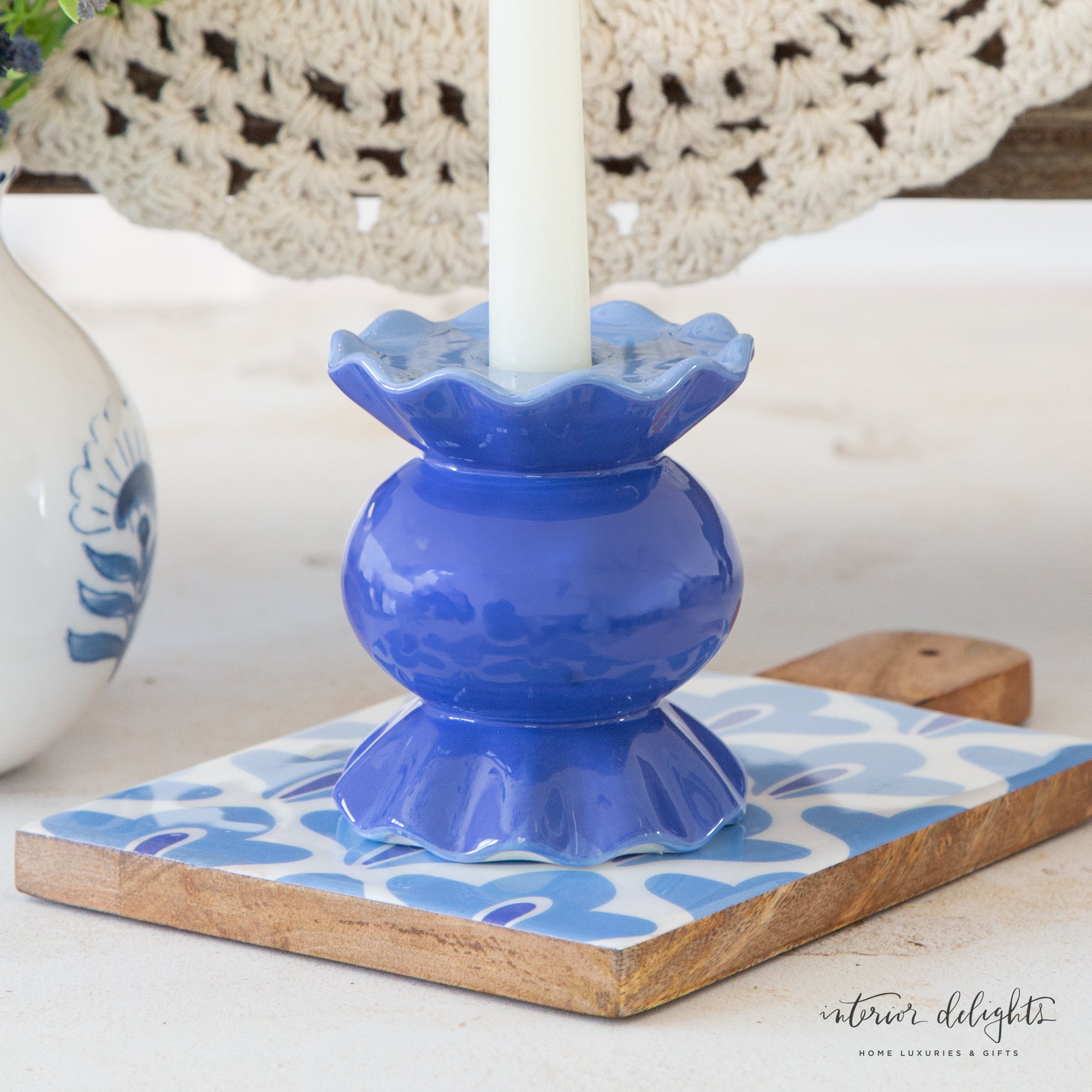 Ruffle Knobbed Candle Holders- 3 Sizes