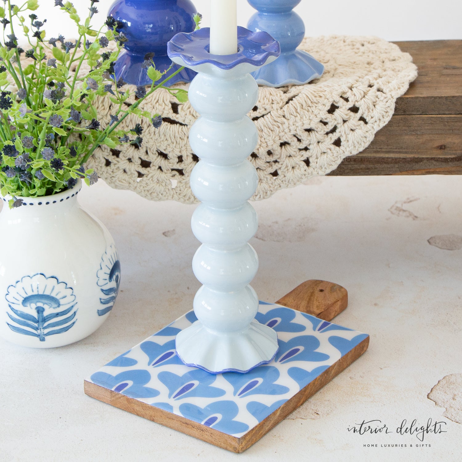 Ruffle Knobbed Candle Holders- 3 Sizes