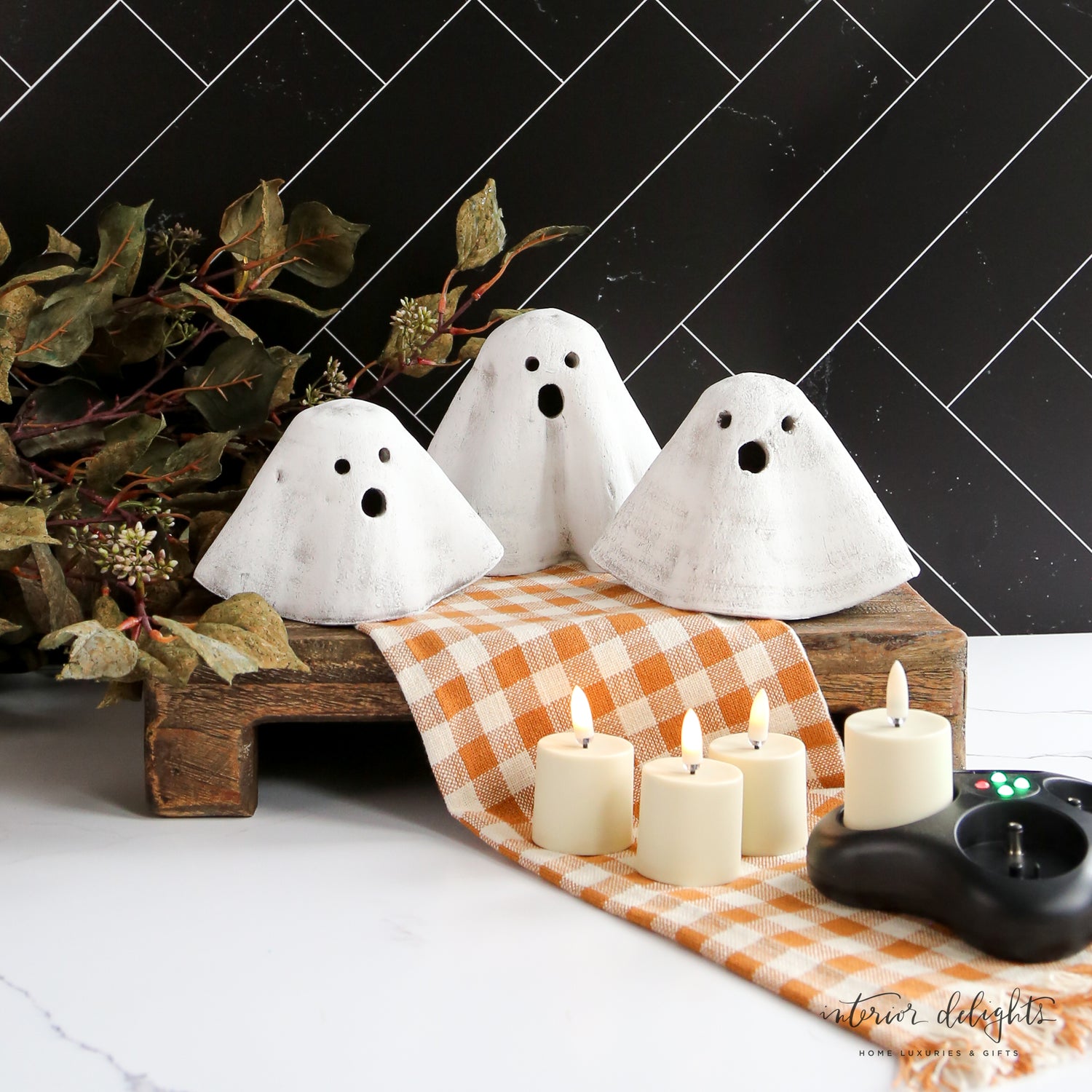 Terracotta Ghost Votives- Set of 3 (flameless candles sold separately)