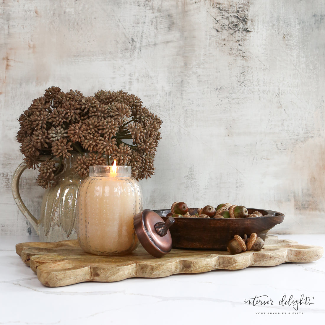 Mango Wood Tray with Scalloped Edge