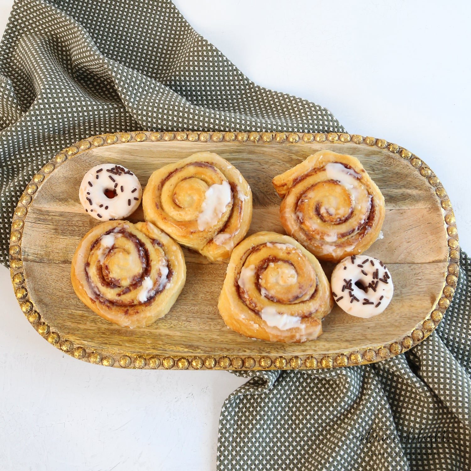 Mango Wood Tray with Wood Beads