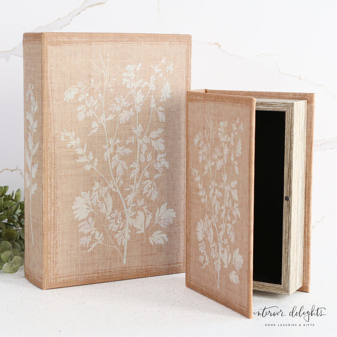 Soft White Floral Book Boxes- Set of 2