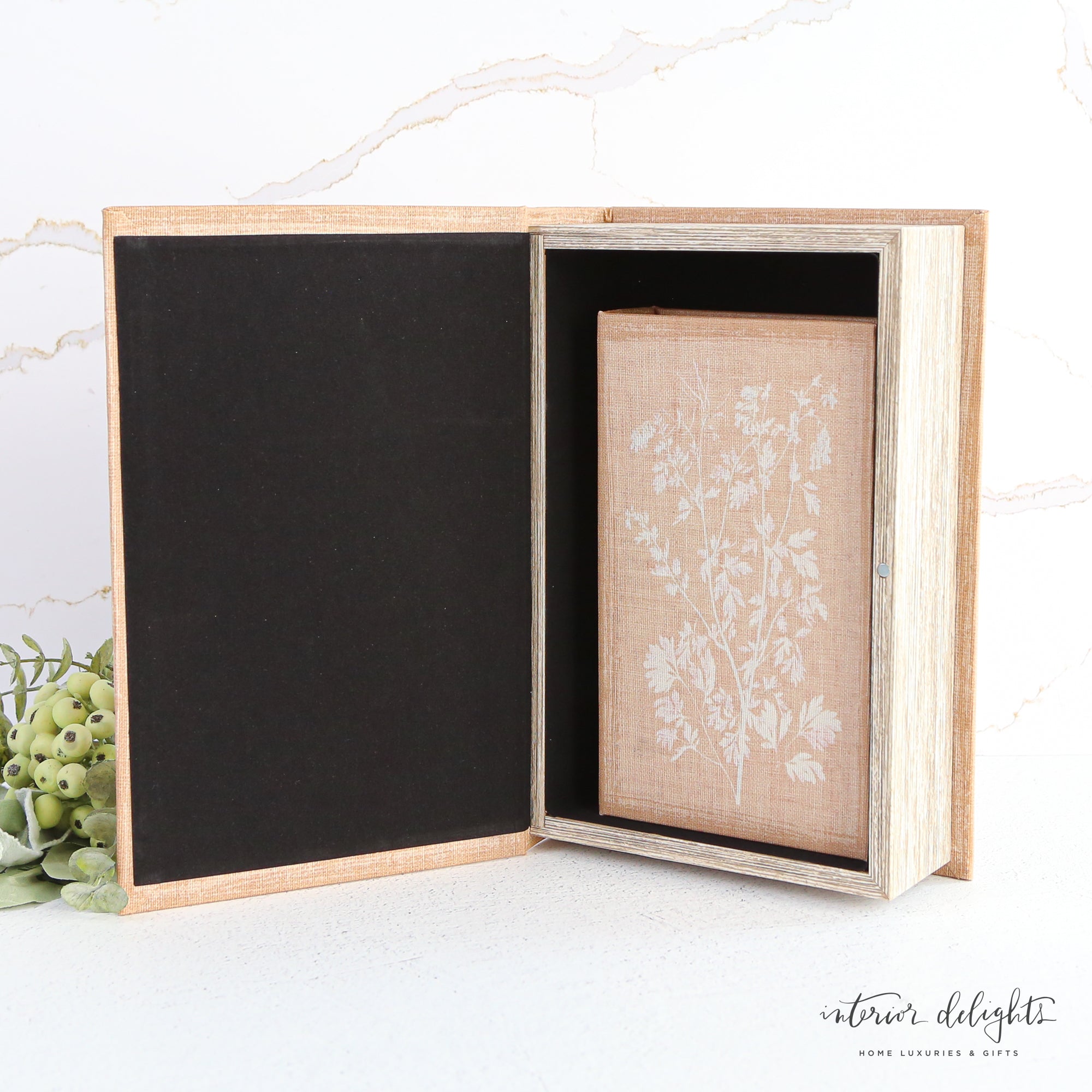 * Soft White Floral Book Boxes- Set of 2