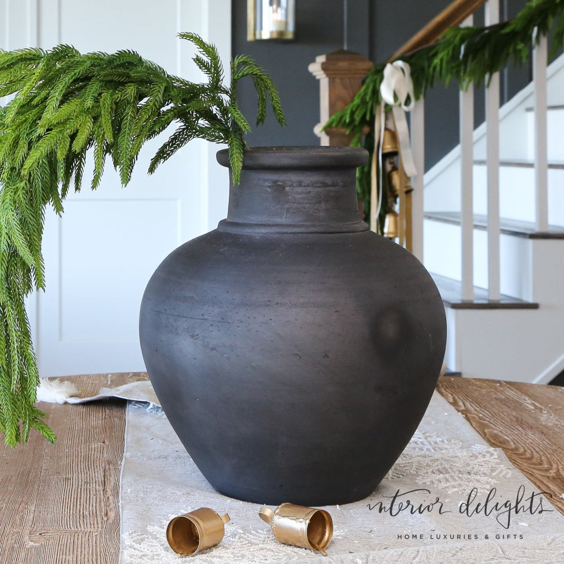 13.5 in Black Terracotta Vase