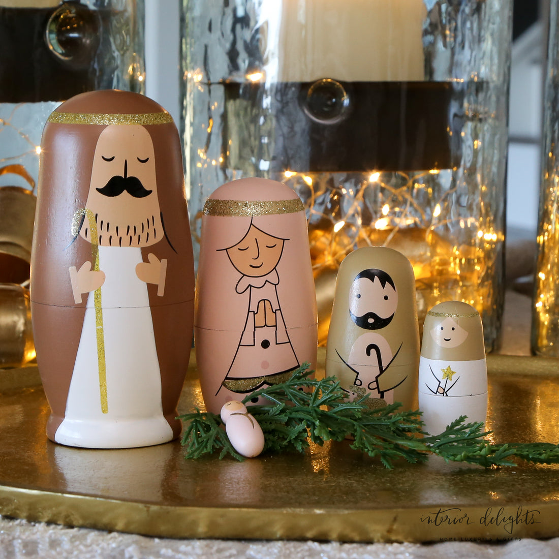 Wood Nativity Nesting Dolls