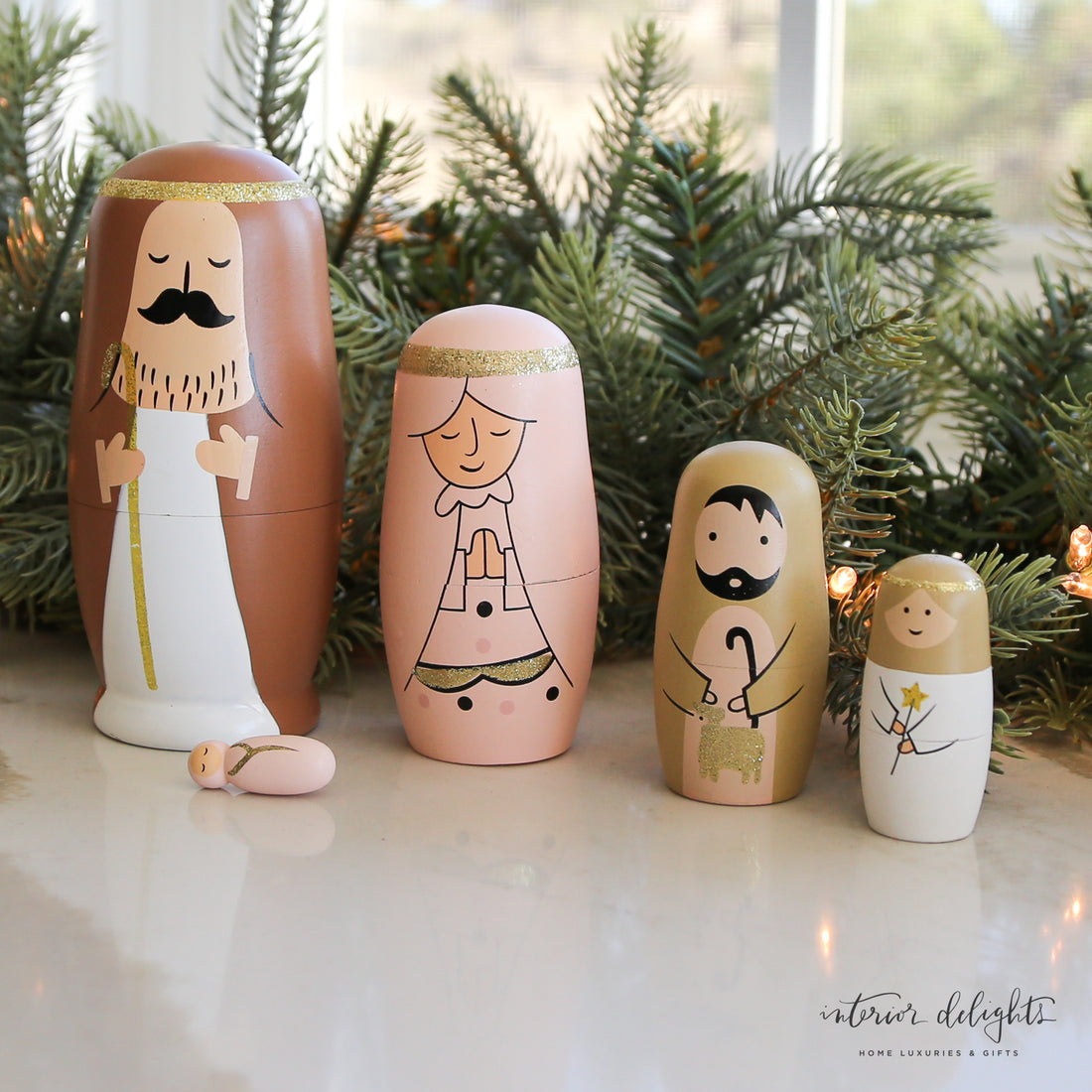 Wood Nativity Nesting Dolls