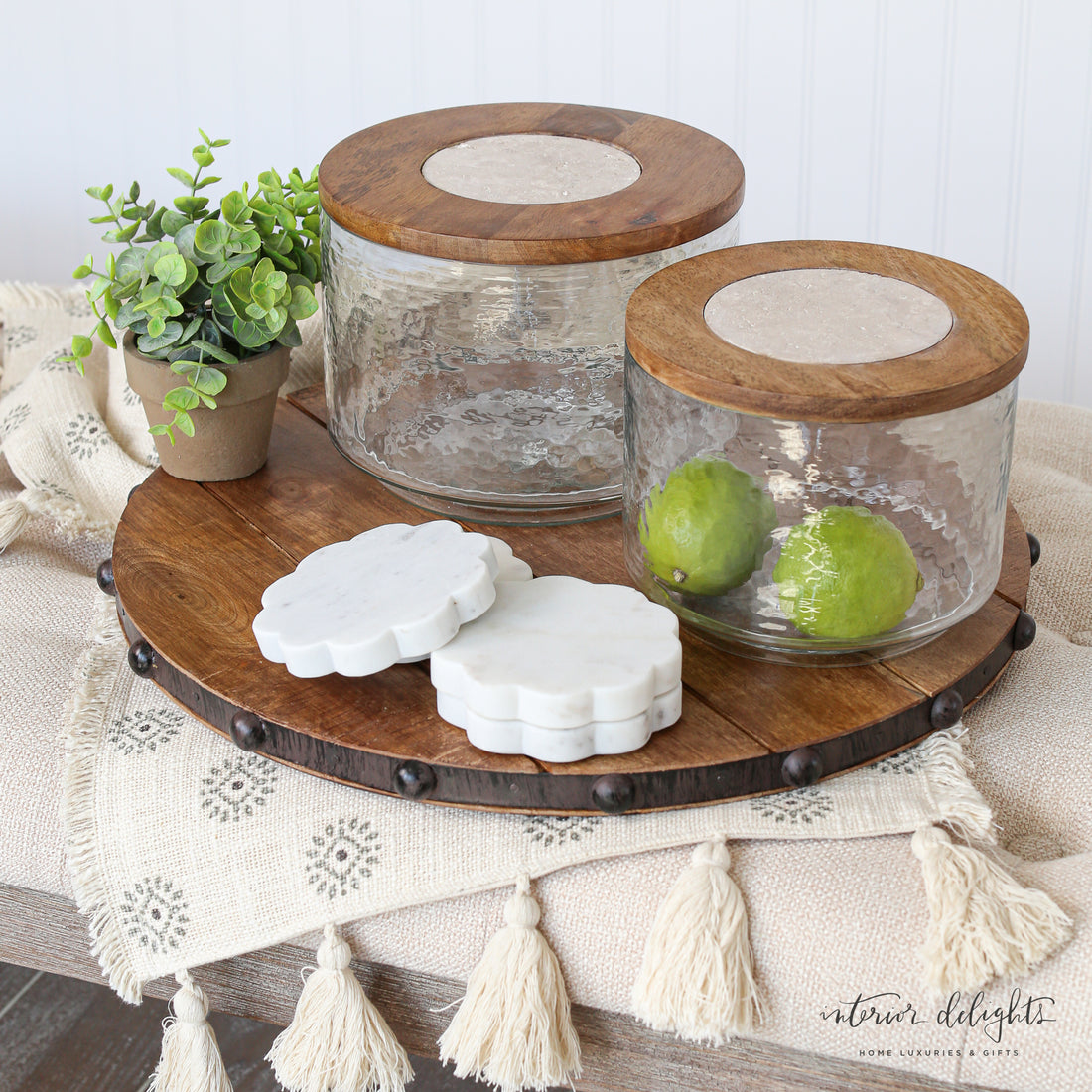 Travertine Lidded Bowl Set