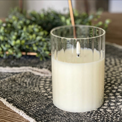 Pleated Ivory Flameless Candle- 3.5&quot;x5&quot;