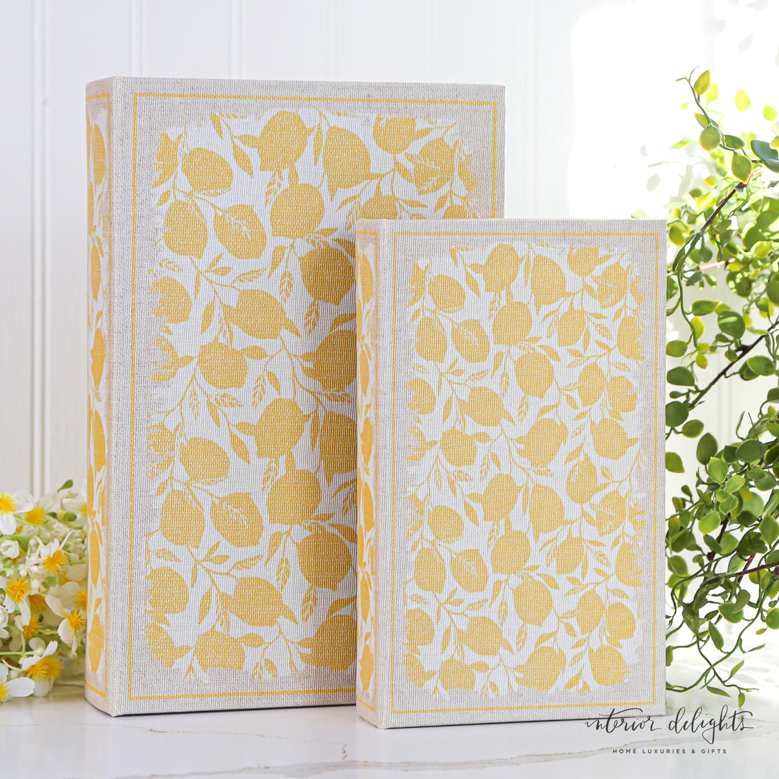 Yellow Lemon Book Boxes- Set of 2