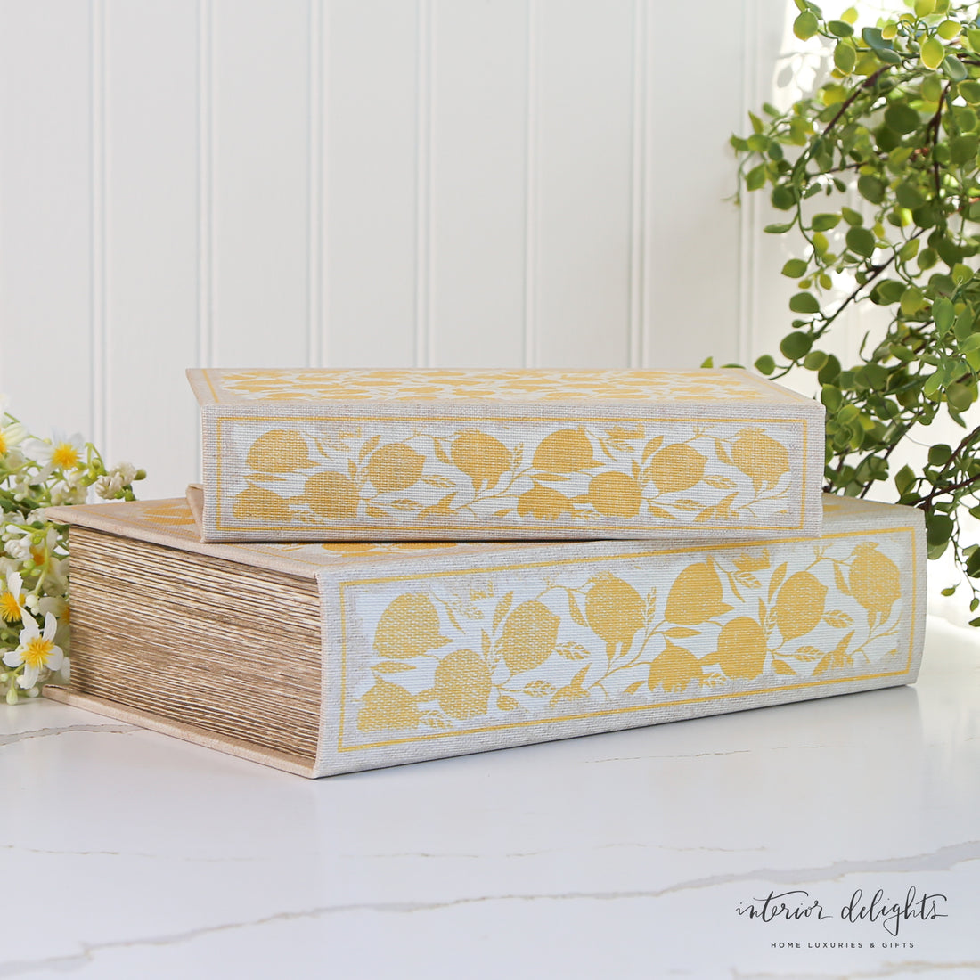 Yellow Lemon Book Boxes- Set of 2