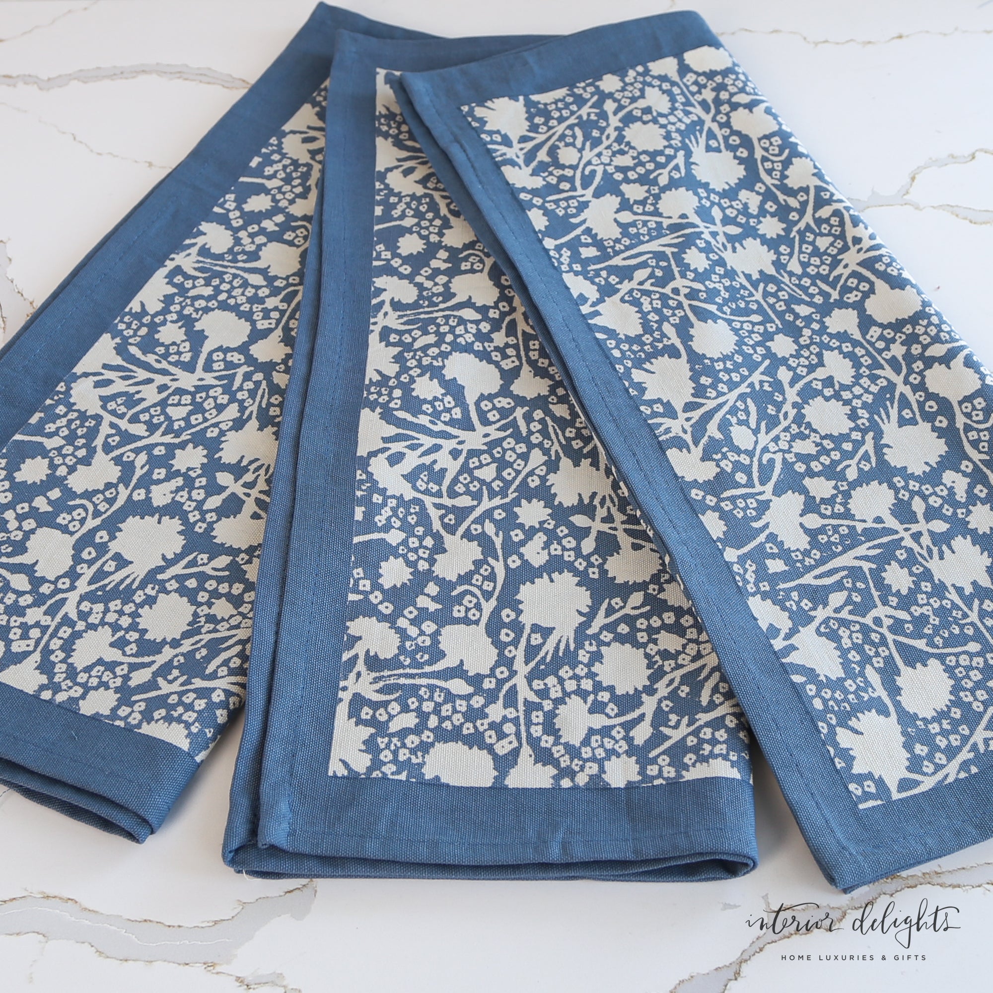 Meadows Bleu Floral Tea Towels- Set of 3