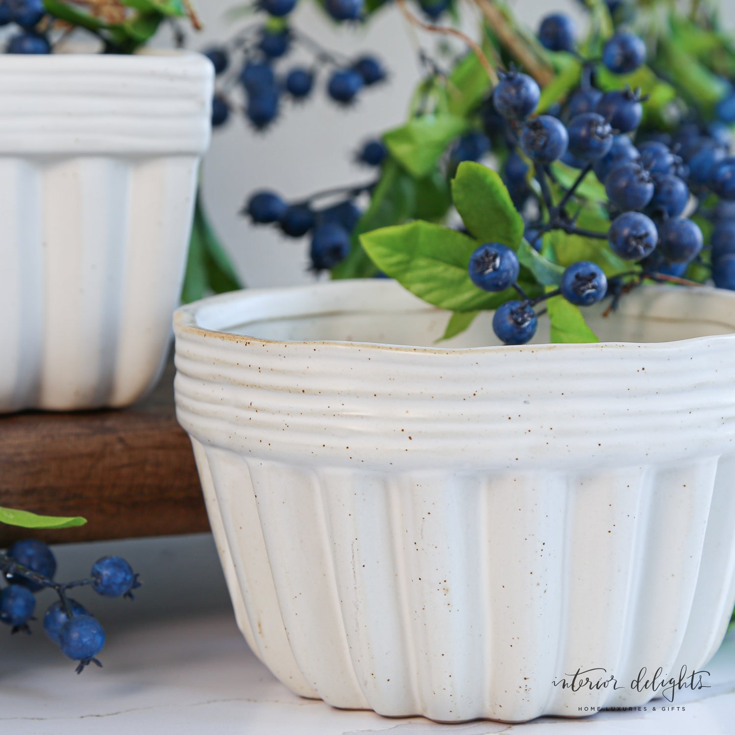 Pleated Stoneware Bowl Set