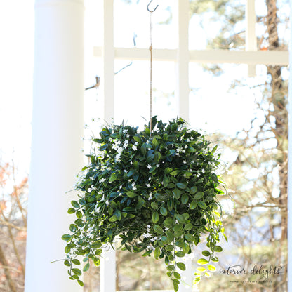 19&quot; UV Protected Round Hanging Boxwood Ball with Baby&