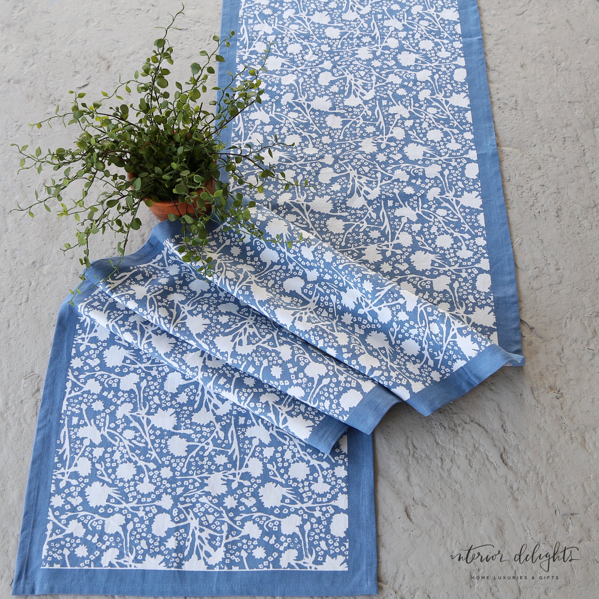 Meadows Bleu Floral Table Runner