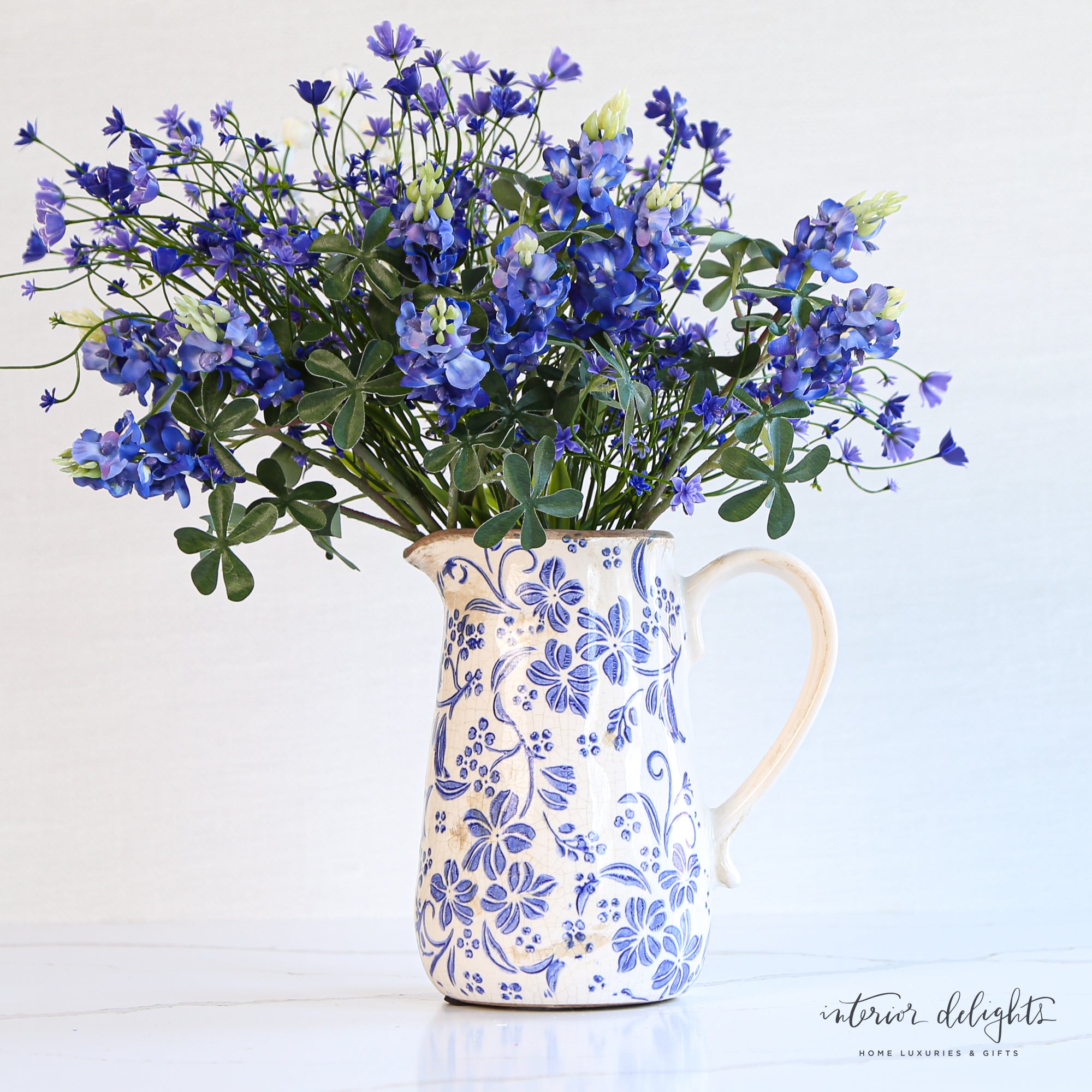 Ceramic Blue Floral Pitcher